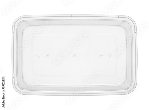 Plastic food box disposable top view (with clipping path) isolated on white background