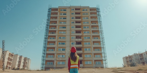 Construction Worker Overseeing Building Project photo