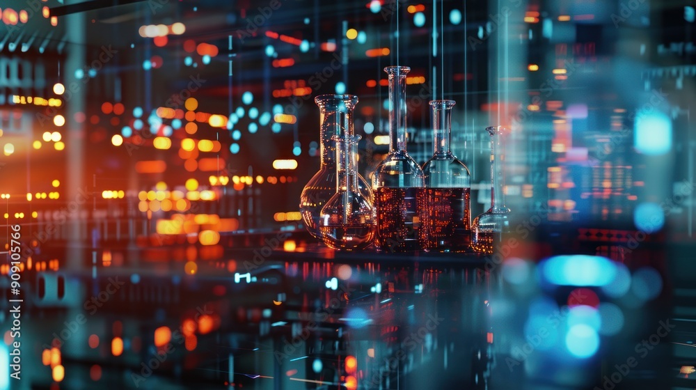 Multiple exposure of scientific equipment and data. Multiple exposure of scientific equipment and data.