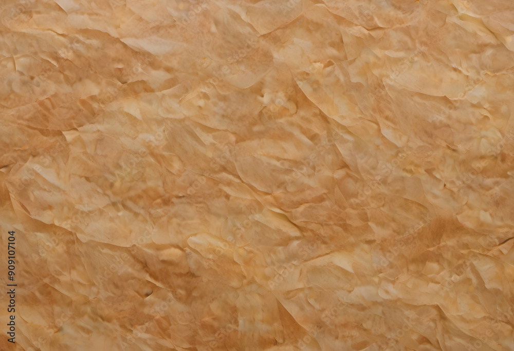 Obraz premium A textured background featuring crumpled, wrinkled paper in warm beige tones. The surface has a natural, organic feel, ideal for artistic or design purposes.