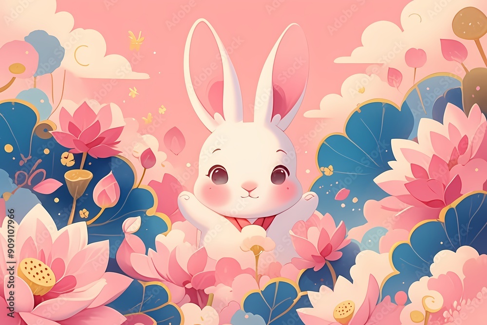 Rabbit in the flowers Rabbit in the flowers