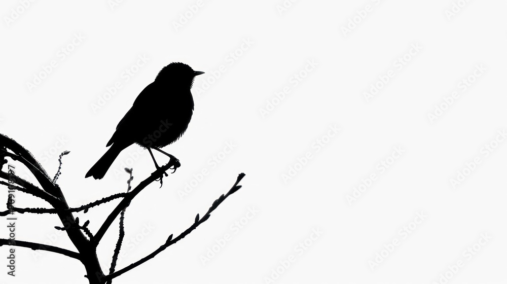 Silhouette of a bird on a perch. Silhouette of a bird on a perch.