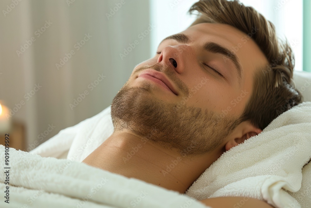man having a relaxing wellness treatment in a calm environment man having a relaxing wellness treatment in a calm environment