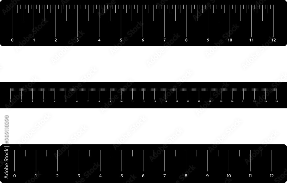 Graduated ruler vector illustration on a white background. Inch and ...