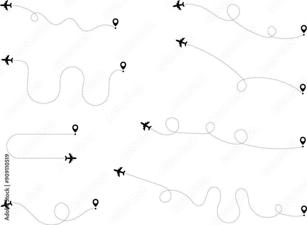 Route icon - two points with dotted path and location pin. Route location icon two pin sign and dotted line. Route icon - two points with dotted path and location pin. Route location icon two pin sign and dotted line.