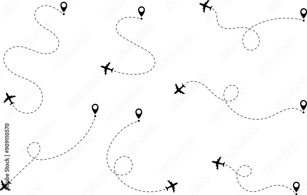 Route icon - two points with dotted path and location pin. Route location icon two pin sign and dotted line. Route icon - two points with dotted path and location pin. Route location icon two pin sign and dotted line.