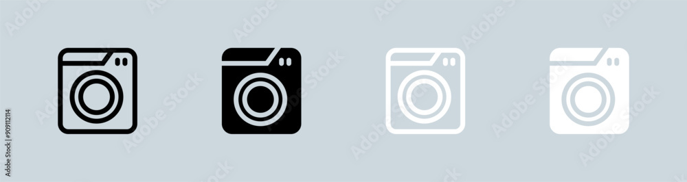 Laundry icon set in black and white. Clothes Washer signs vector illustration. Laundry icon set in black and white. Clothes Washer signs vector illustration.