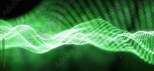 Abstract background with wave of interweaving of dots.