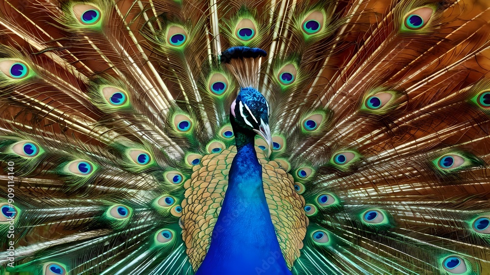 Obraz premium Explore Majestic Beautiful Peacock Photos. A beautiful peacock is a symbol of elegance and grace, renowned for its stunning iridescent feathers that display a vibrant array of colours.