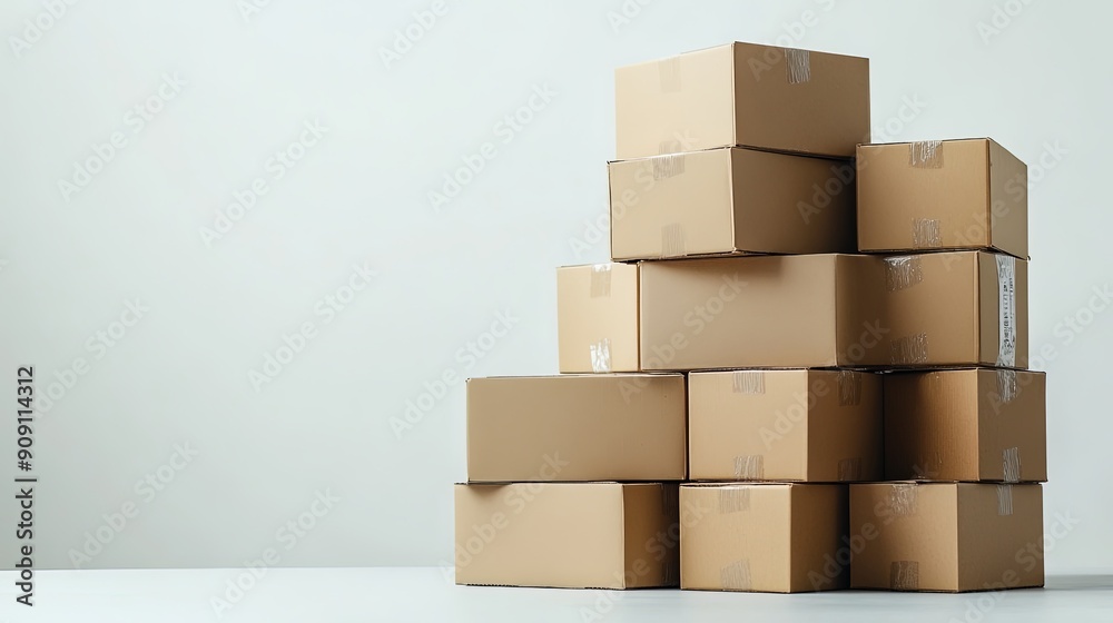 Organized Stack of Cardboard Boxes for Moving Organized Stack of Cardboard Boxes for Moving