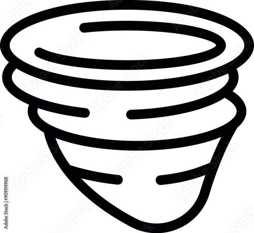 Black and white line art of a hurricane forming a funnel cloud