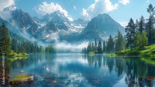 Serene Mountain Lake with Reflection