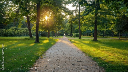 Pedestrian footpath through a public park