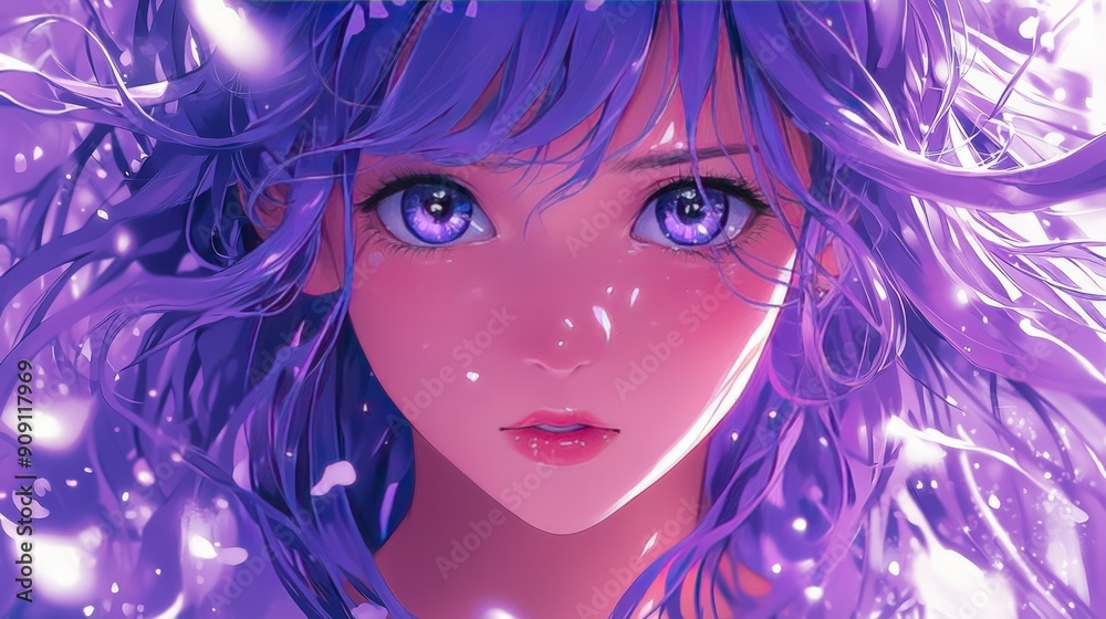 Illustration of cute anime girl face Illustration of cute anime girl face