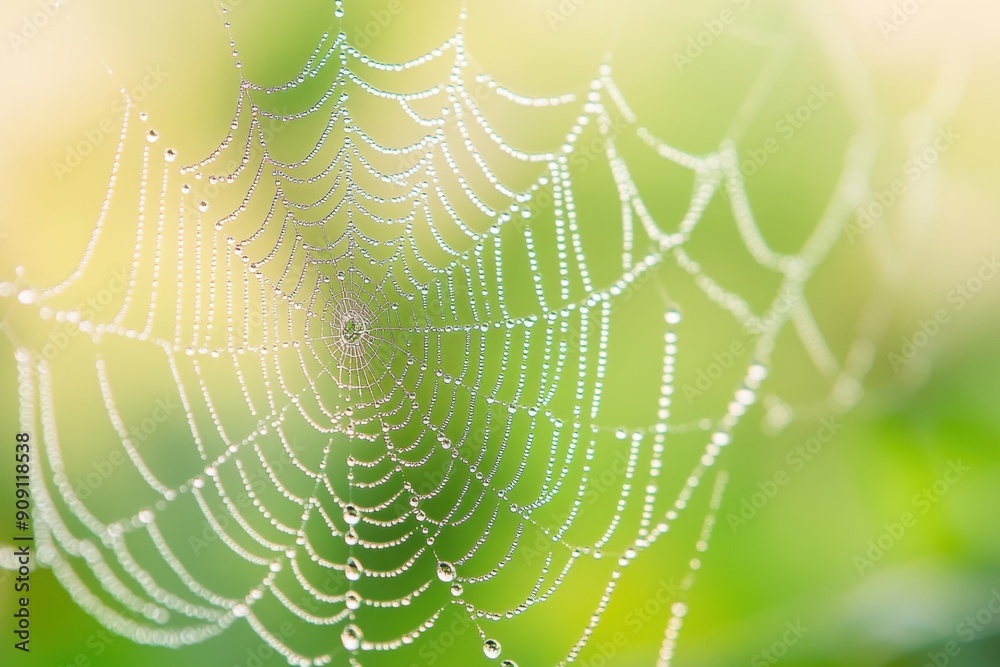 Dewdrops on spider web, with copy space Dewdrops on spider web, with copy space