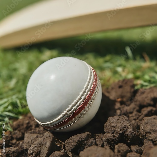 Cricket Ball and Bat photo