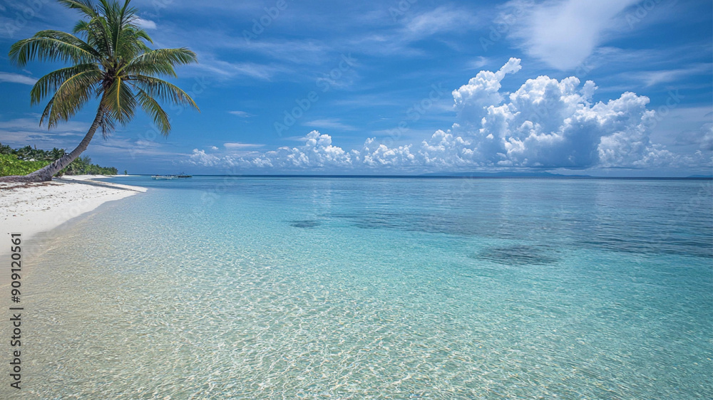 Fototapeta premium Tropical Beach Paradise, Generative AI illustration