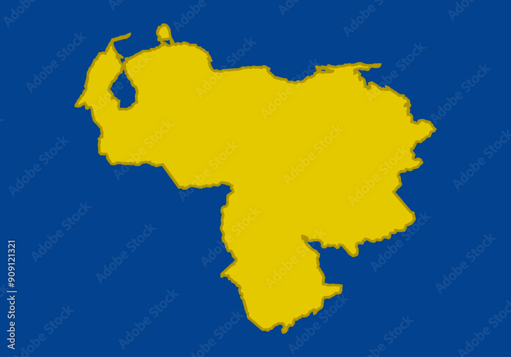 Mapa amarillo de Venezuela en fondo azul Mapa amarillo de Venezuela en fondo azul