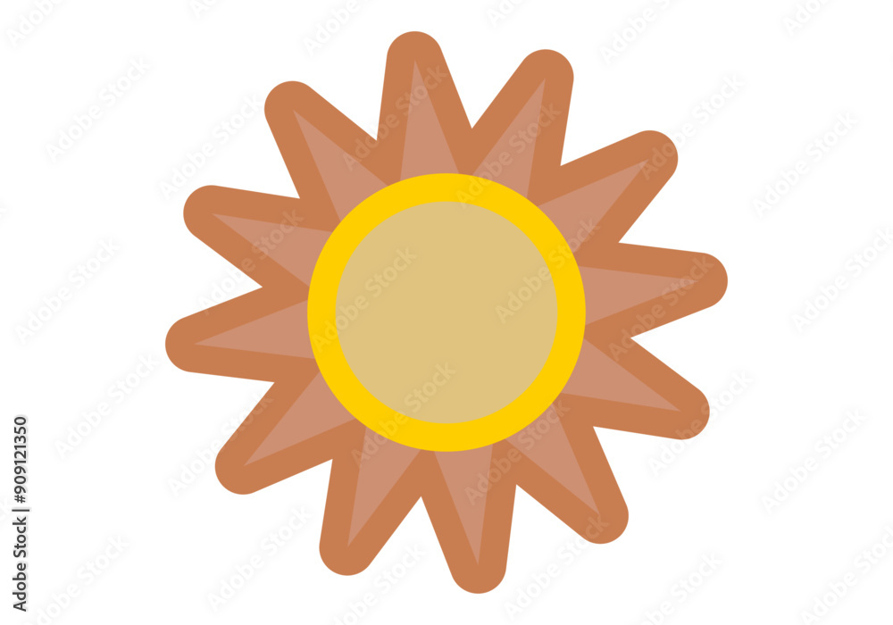 Sol de rayos naranjas en verano en fondo blanco Sol de rayos naranjas en verano en fondo blanco