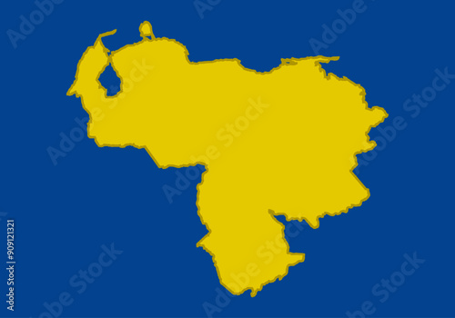 Mapa amarillo de Venezuela en fondo azul