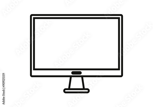 Icono negro de pantalla o monitor de pc
