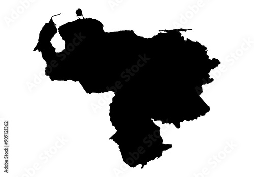 Mapa negro de Venezuela en fondo blanco