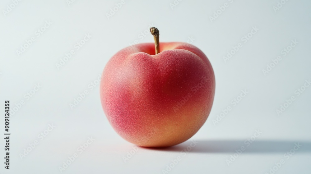 High-detail image of a single peach with perfect focus on a white background High-detail image of a single peach with perfect focus on a white background