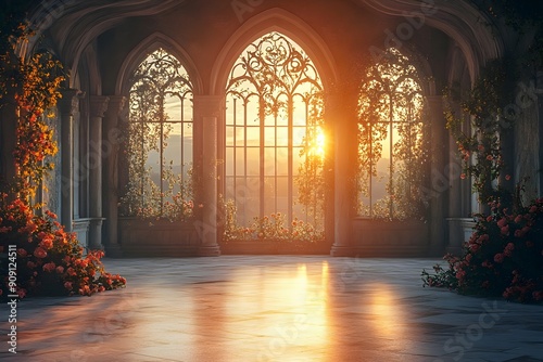wedding background vintage castle wall generative AI