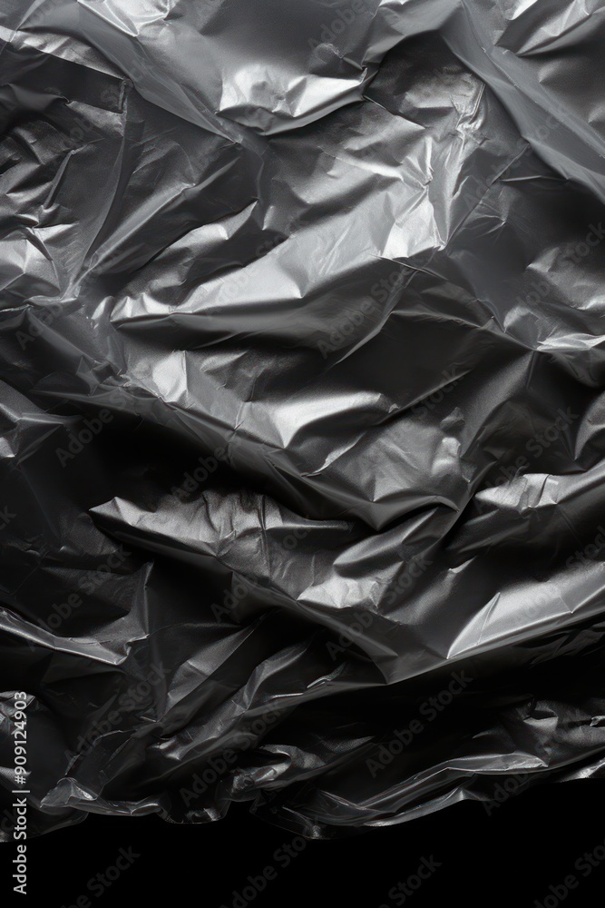 Wrinkled plastic wrap Garbage bag texture on a black background Wrinkled plastic wrap Garbage bag texture on a black background