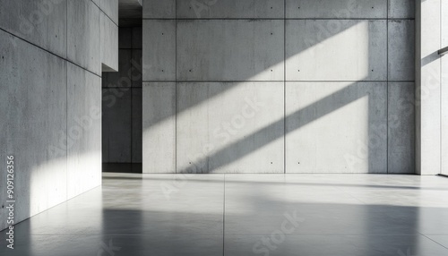 Minimalist Concrete Architecture  Seamless Fusion of Walls and Floors in Modern Urban Design. High-Quality 4K Ultra HD Wallpaper Showcasing Sleek Geometric Patterns and Industrial Aesthetics for Creat