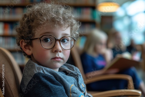 Intergenerational story time at local library, with copy space