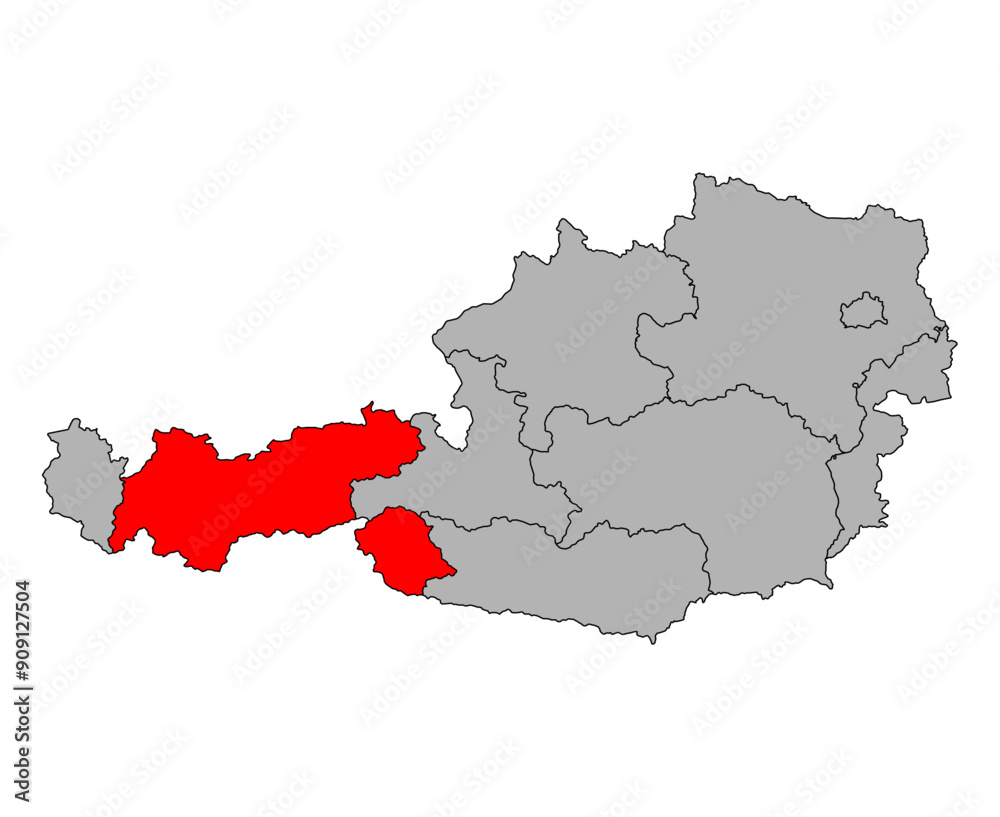 Naklejka premium Austria of Tyrol map symbol shape, travel web flat concept icon symbol vector illustration