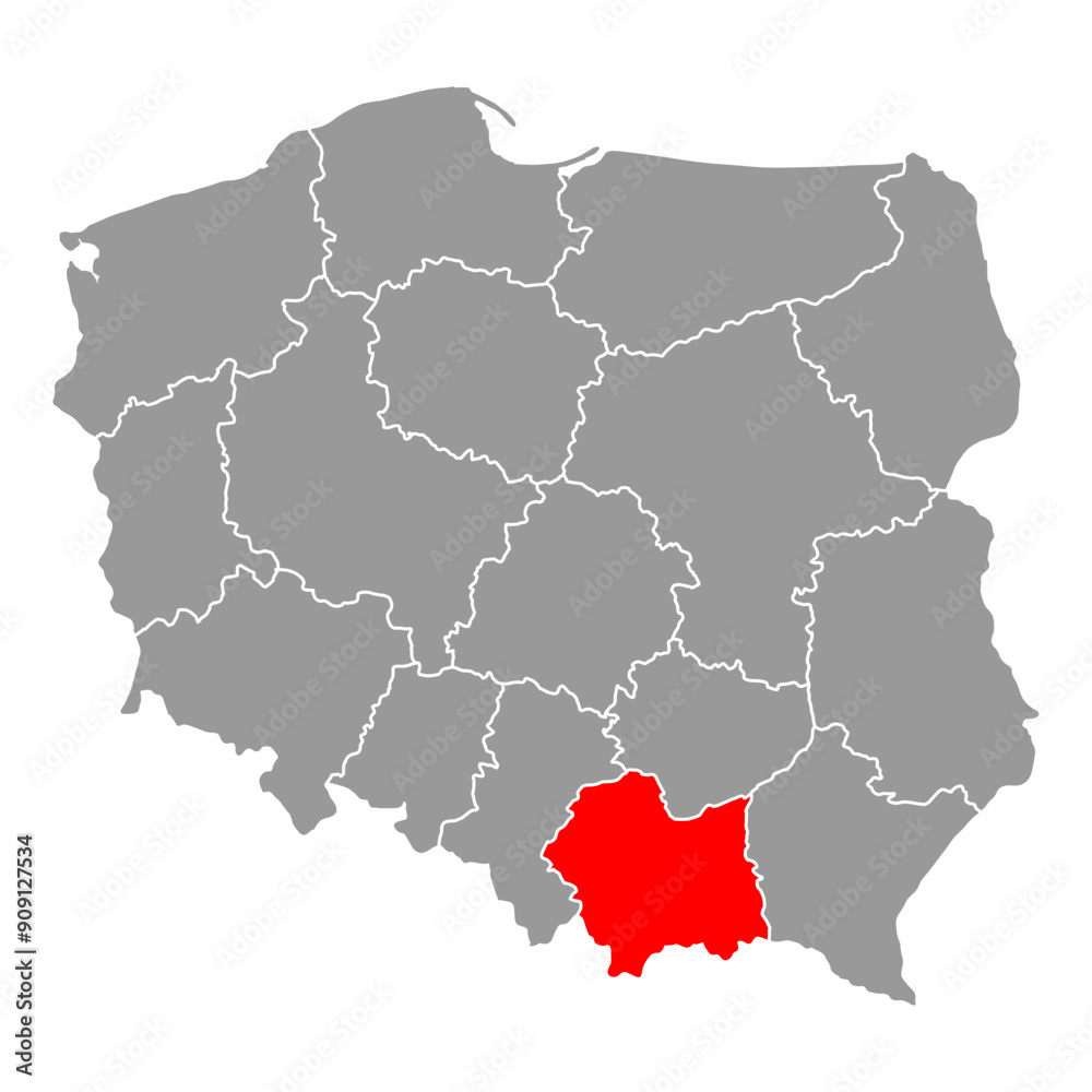Lesser Poland of Poland map shape, travel web flat concept icon vector illustration Lesser Poland of Poland map shape, travel web flat concept icon vector illustration