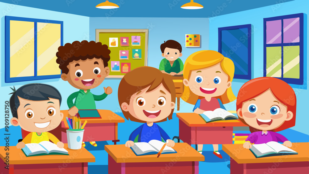 pupil kids at classroom primary school children vector illustration pupil kids at classroom primary school children vector illustration