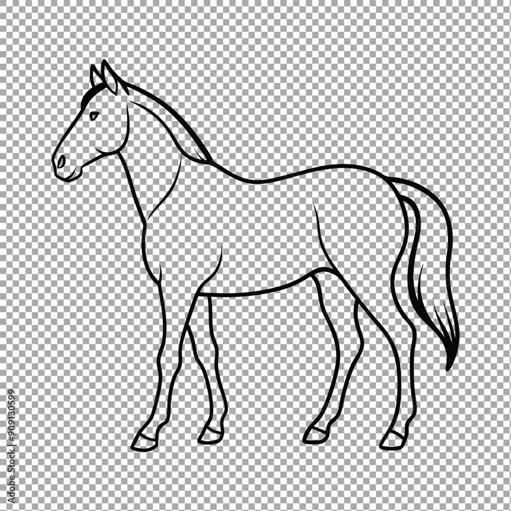 Obraz premium Hand drawn horse outline illustration
