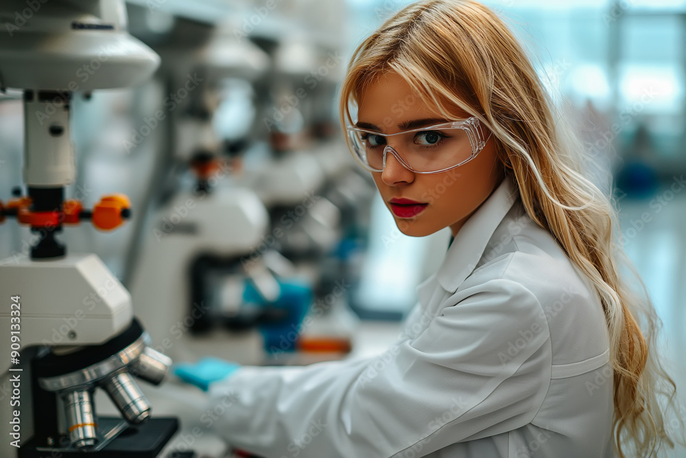Young Female Uses Artificial Intelligence in System Control Monitoring Center. Young Female Uses Artificial Intelligence in System Control Monitoring Center.