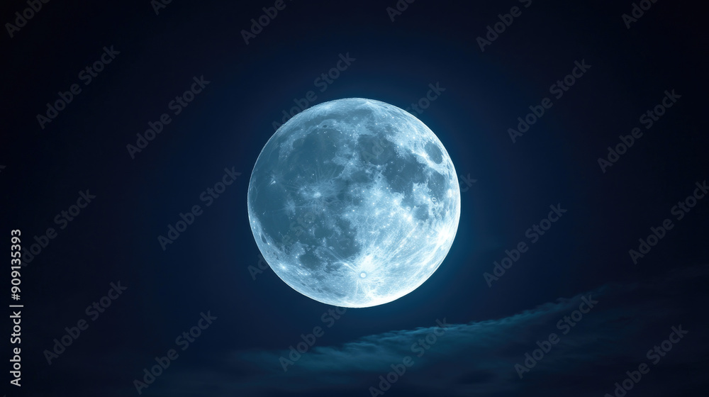 Stunning full moon glowing brightly in a dark night sky, casting a serene light over the landscape. Stunning full moon glowing brightly in a dark night sky, casting a serene light over the landscape.