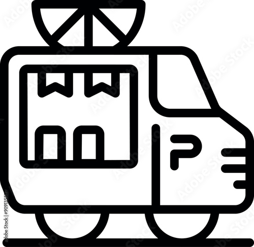 Food truck serving clients waiting for their order while respecting social distancing