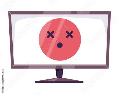 Broken computer pc laptop concept. Vector graphic design illustration element
