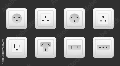 Socket plug uk electric type switch power device concept. Vector graphic design element illustration