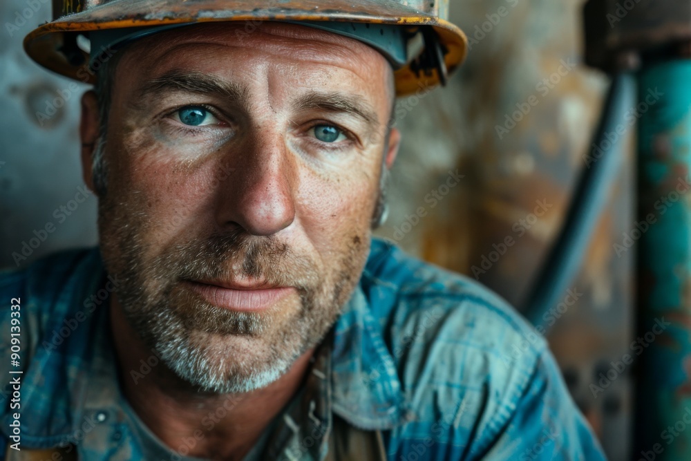 Portrait of a middle aged Caucasian male plumber Portrait of a middle aged Caucasian male plumber