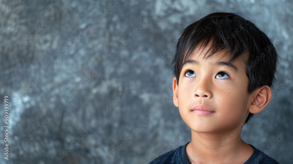 photo portrait of a handsome young Asian model teen boy looking forward. child ad with copy space, cute, kids, children photo portrait of a handsome young Asian model teen boy looking forward. child ad with copy space, cute, kids, children