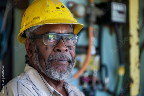 Portrait of a middle aged male plumber