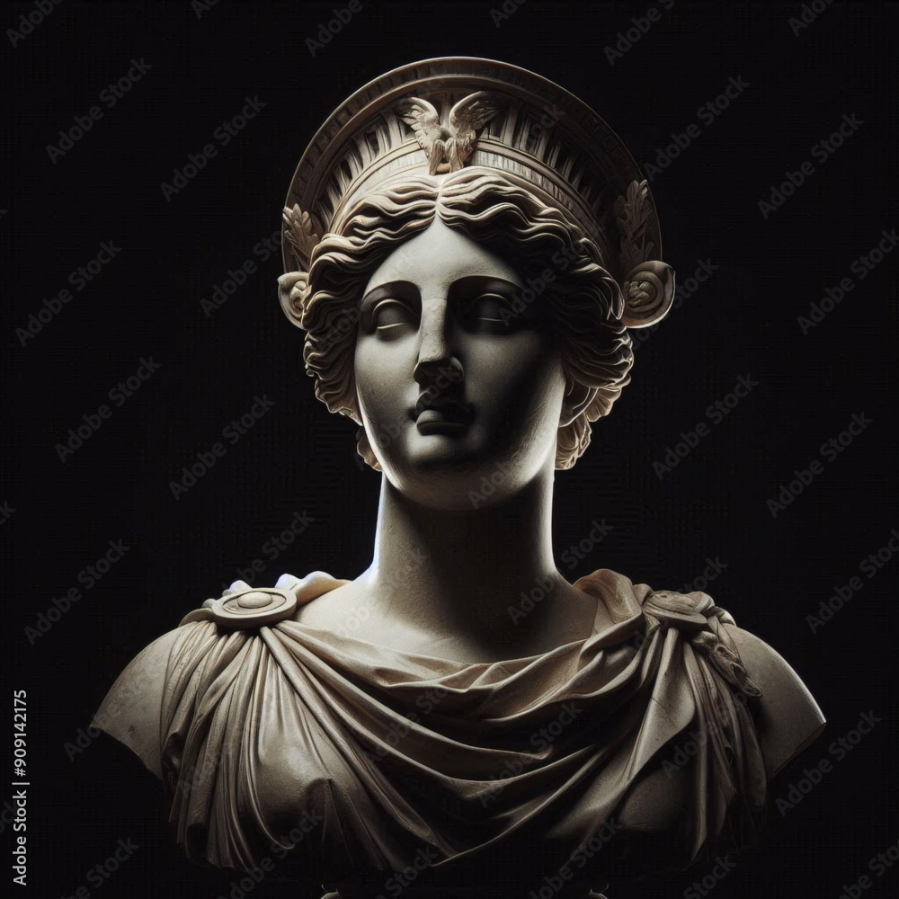 Obraz premium Athena marble statue, the ancient goddess of science and knowledge, Athens Greece. Athena the ancient Greek goddess. Statue of greek goddess.