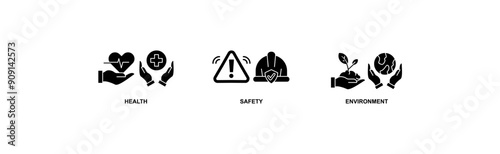 HSE banner web icon vector illustration for Health Safety Environment in the corporate occupational safety and health
