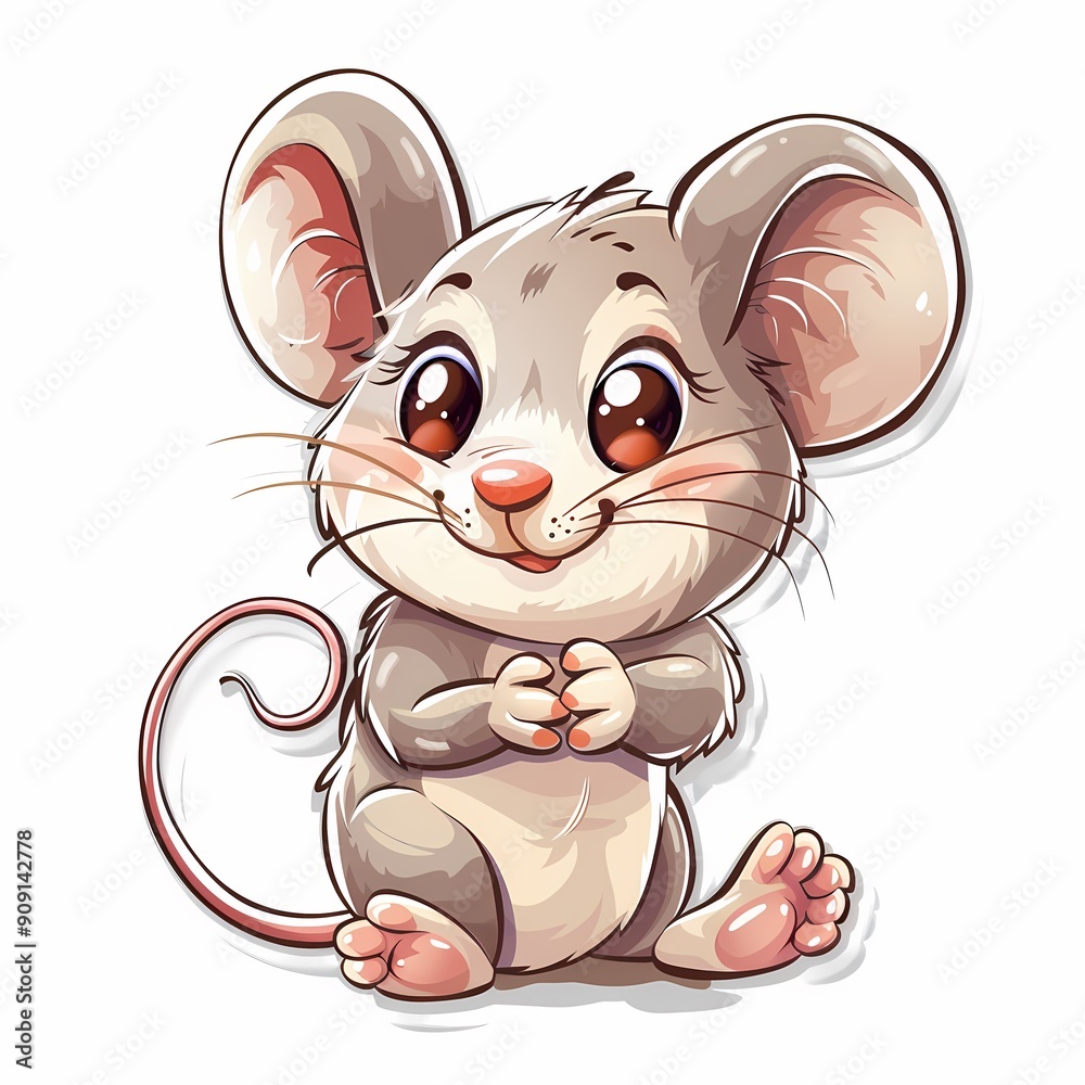 An adorable cartoon mouse with big ears and a happy expression, perfect for children’s items. An adorable cartoon mouse with big ears and a happy expression, perfect for children’s items.