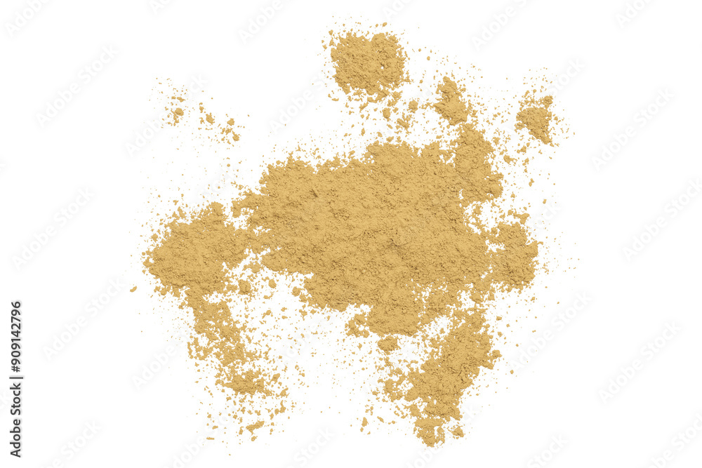 Obraz premium Light brown powder isolated on transparent background.