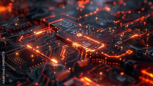 Modern tech background with digital circuits and glowing lines