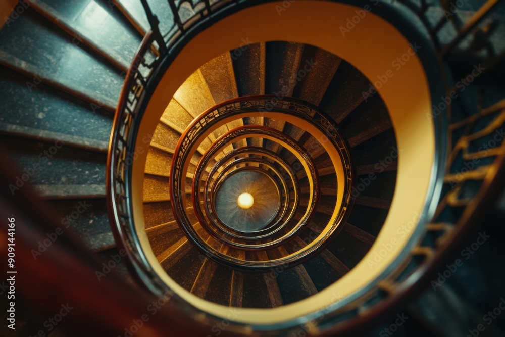 Spiral staircase in an art deco hotel, with copy space Spiral staircase in an art deco hotel, with copy space