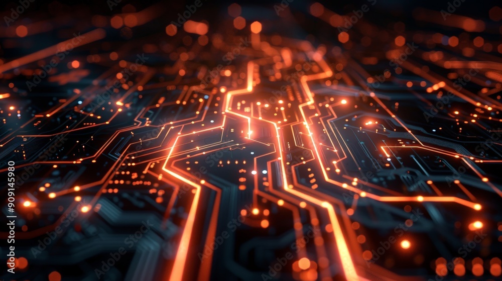 Modern tech background with digital circuits and glowing lines Modern tech background with digital circuits and glowing lines